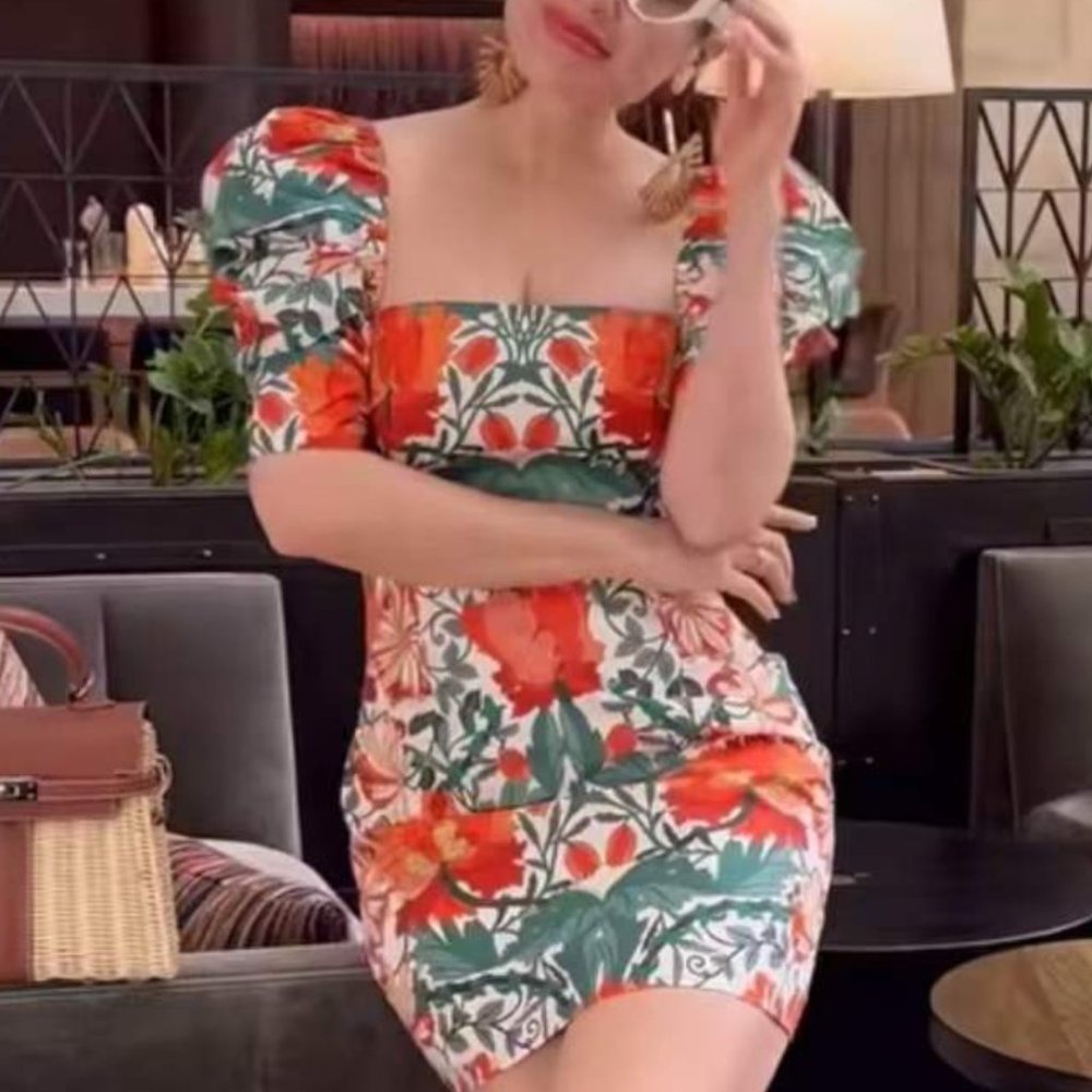 Cara Cara Kelly Dress XSmall  Egret Wild Blossoms - Picture 4 of 8